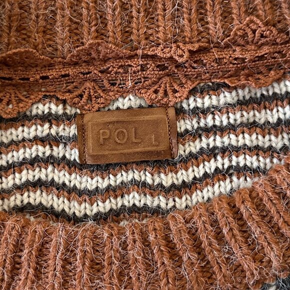 Pol Chunky 3D Knit Eyelash Diamond Sweater Women's LARGE Brown - Picture 3 of 6